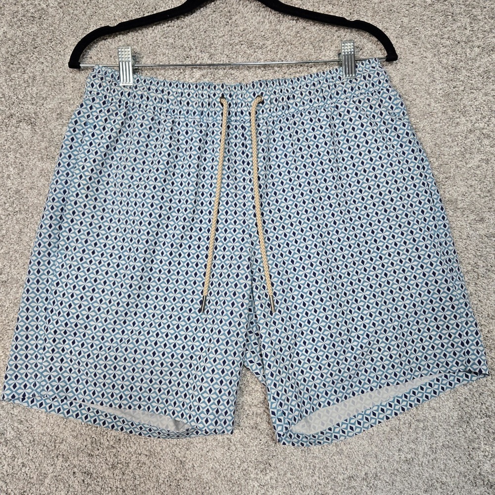 Fair Harbor lined shorts Mens Medium Drawstring stretch Geometric diamond print